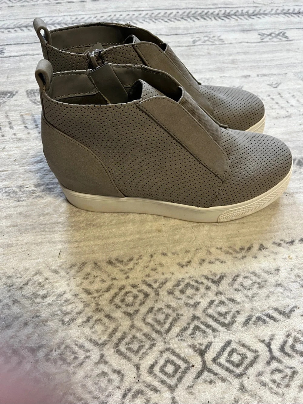 Arizona Jean Company Taupe Knit Wedge Slip-On Sneakers